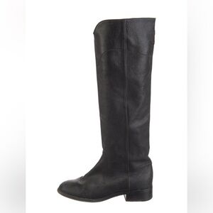Chanel Black Leather Knee-High Riding Boots CC Logo IT 38.5 / US 8.5